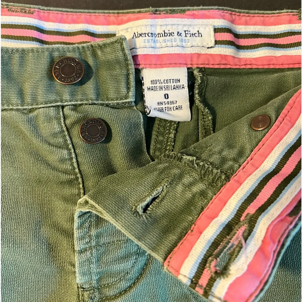 Abercrombie & Fitch Shorts Green 100% Cotton Size 0 - Picture 3 of 8